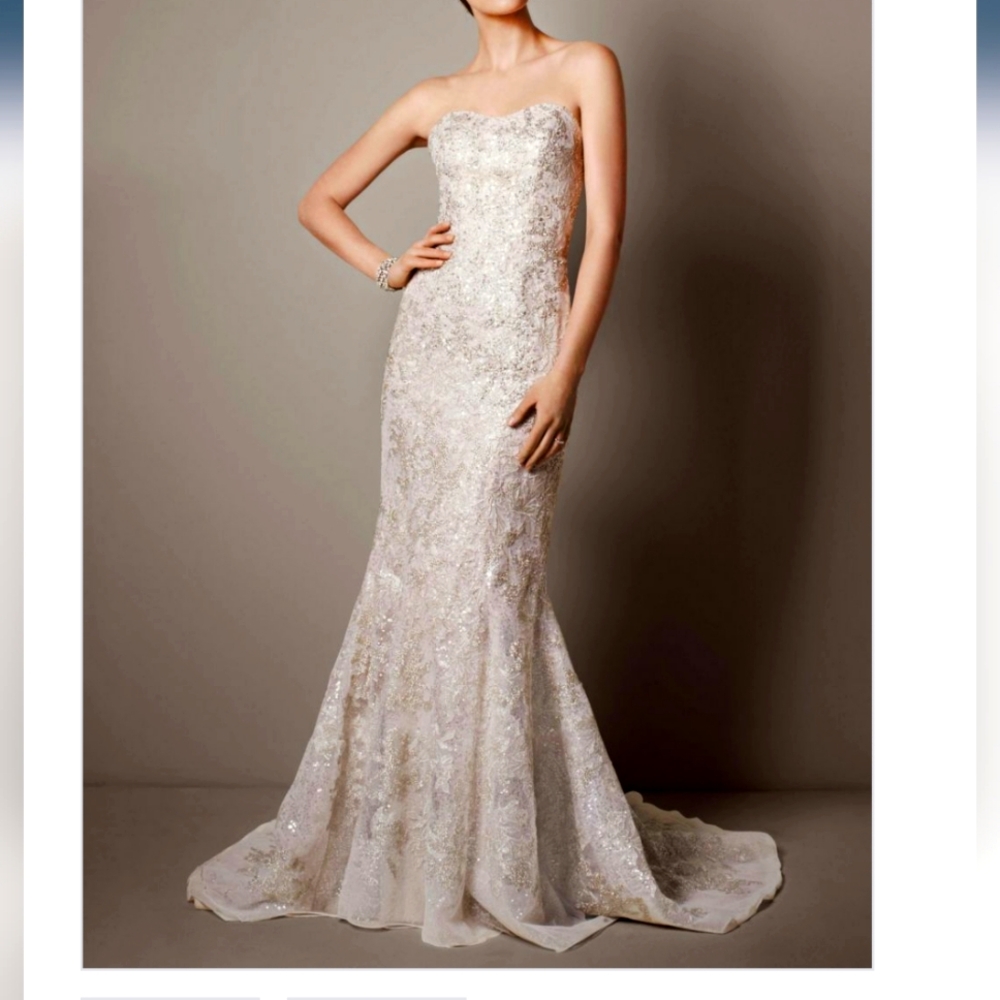 Galina Signature Trumpet Sequin Wedding Dress